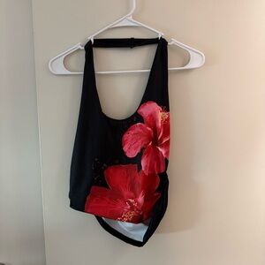 Floral Black and Red Women's Top